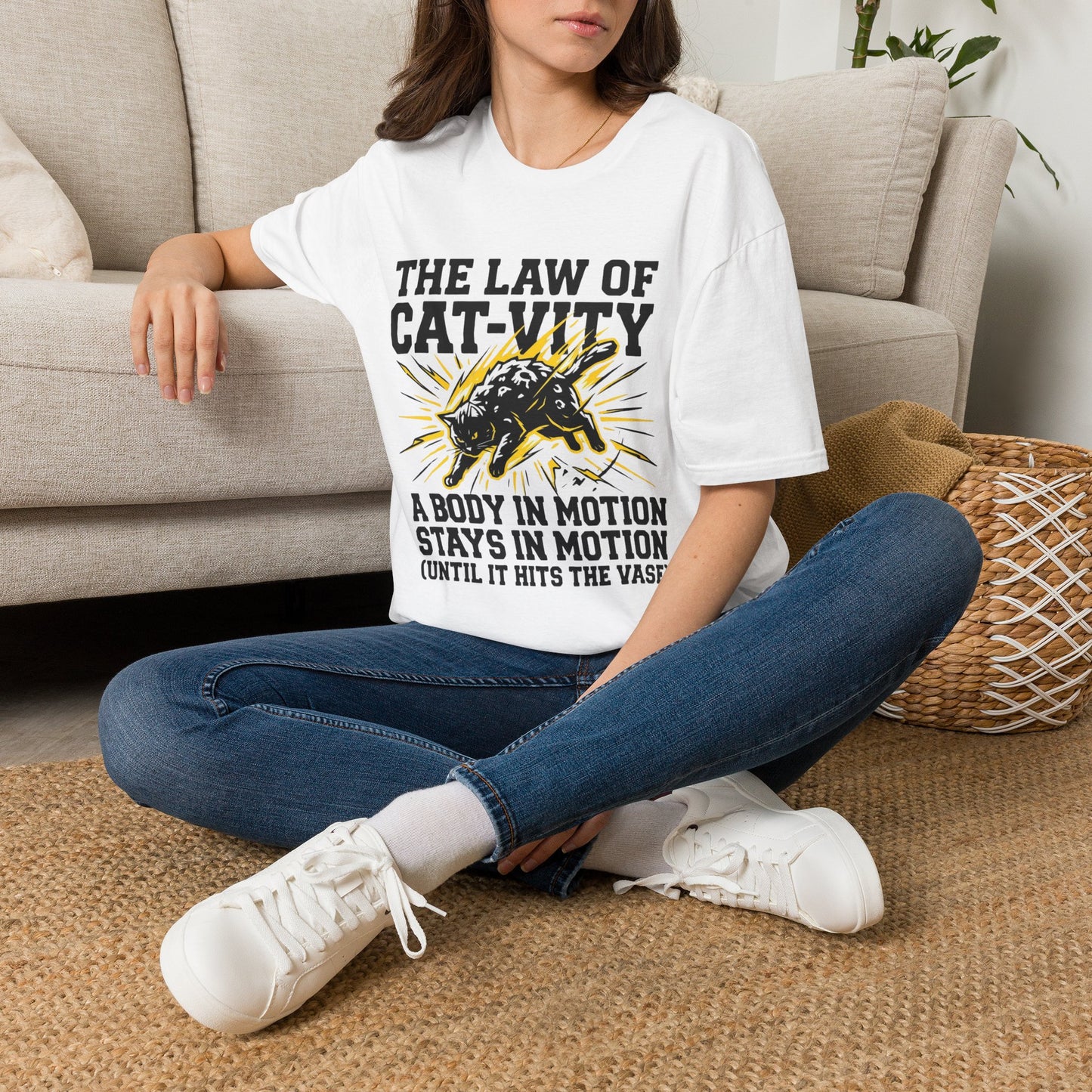 A Body In Motion Stays In Motion - Cat Physics T-Shirt