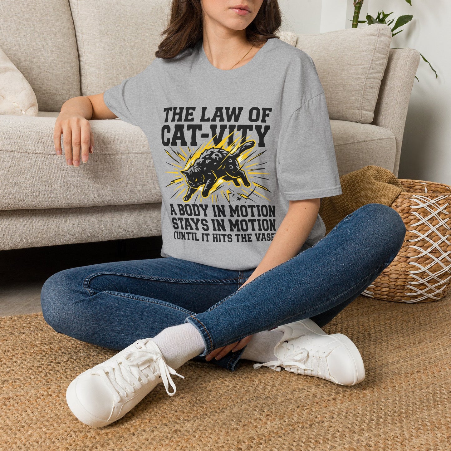 A Body In Motion Stays In Motion - Cat Physics T-Shirt